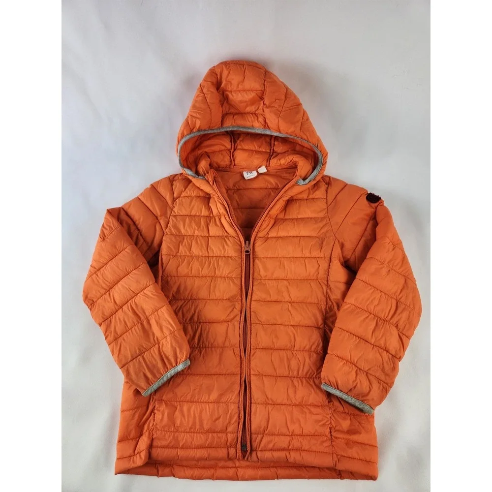 Orange Gap Kids lightweight hooded puffer jacket Full Zip Coat Safety Sz SMALL